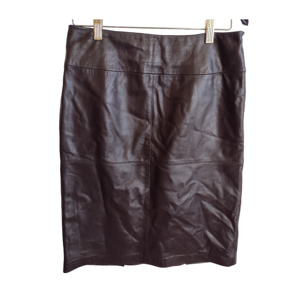 Vintage Jaclyn Smith 100% Leather Brown Pencil Skirt M Mob Wife
